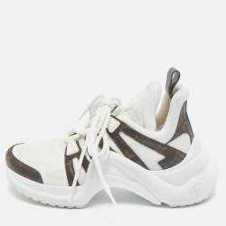 Louis Vuitton White/Brown Monogram Canvas and Leather Archlight Sneakers Size 38