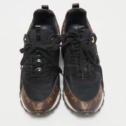 Louis Vuitton Black/Brown Monogram Canvas and Suede Run Away Lace Up Sneakers Size 36
