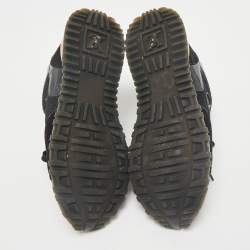 Louis Vuitton Black/Brown Monogram Canvas and Suede Run Away Lace Up Sneakers Size 36