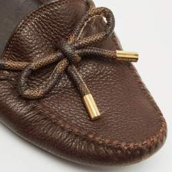 Louis Vuitton Brown Damier Ebene Canvas and Leather Arizona Bow Loafers Size 38.5