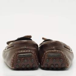 Louis Vuitton Brown Damier Ebene Canvas and Leather Arizona Bow Loafers Size 38.5