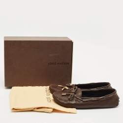 Louis Vuitton Brown Damier Ebene Canvas and Leather Arizona Bow Loafers Size 38.5