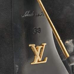 Louis Vuitton Black Suede Block Heel Mules Size 38