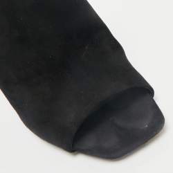 Louis Vuitton Black Suede Block Heel Mules Size 38
