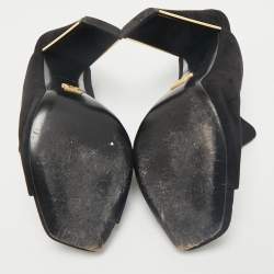 Louis Vuitton Black Suede Block Heel Mules Size 38