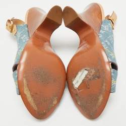 Louis Vuitton Blue Denim and Leather Slingback Sandals Size 36