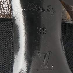 Pre Owned Louis Vuitton Black/Brown Knit Fabric And Monogram Canvas Ankle Boots Size 39 