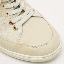 Louis Vuitton Beige Monogram Suede and Leather Millennium Wedge Sneakers Size 37