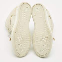 Louis Vuitton Beige Monogram Suede and Leather Millennium Wedge Sneakers Size 37