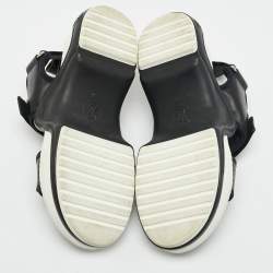 Pre Owned Louis Vuitton Black Leather Paseo Comfort Sandals Size 37