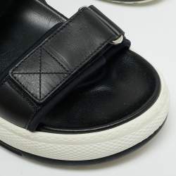 Pre Owned Louis Vuitton Black Leather Paseo Comfort Sandals Size 37