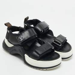 Pre Owned Louis Vuitton Black Leather Paseo Comfort Sandals Size 37