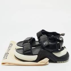 Pre Owned Louis Vuitton Black Leather Paseo Comfort Sandals Size 37