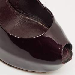 Louis Vuitton Burgundy Patent Leather Oh Really! Platform Peep Toe Pumps Size 37.5
