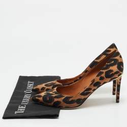 Louis Vuitton Brown Leopard Print Fabric Eyeline Pointed Toe Pumps Size 38.5