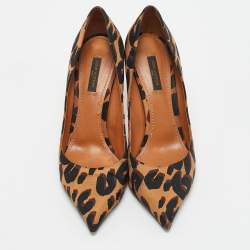 Louis Vuitton Brown Leopard Print Fabric Eyeline Pointed Toe Pumps Size 38.5