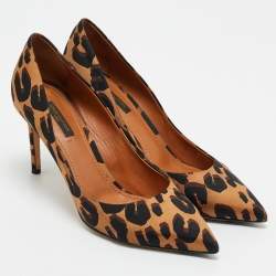 Louis Vuitton Brown Leopard Print Fabric Eyeline Pointed Toe Pumps Size 38.5
