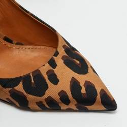 Louis Vuitton Brown Leopard Print Fabric Eyeline Pointed Toe Pumps Size 38.5