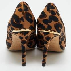 Louis Vuitton Brown Leopard Print Fabric Eyeline Pointed Toe Pumps Size 38.5
