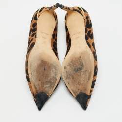 Louis Vuitton Brown Leopard Print Fabric Eyeline Pointed Toe Pumps Size 38.5