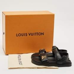 Louis Vuitton Black Leather Sunset Flat Sandals Size 36.5
