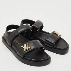 Louis Vuitton Black Leather Sunset Flat Sandals Size 36.5