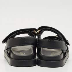 Louis Vuitton Black Leather Sunset Flat Sandals Size 36.5