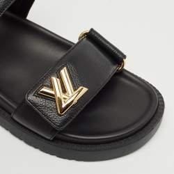 Louis Vuitton Black Leather Sunset Flat Sandals Size 36.5