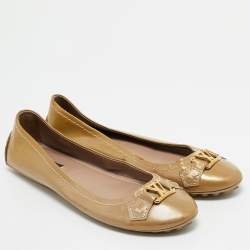 Louis Vuitton Beige Patent Leather Oxford Ballet Flats Size 39
