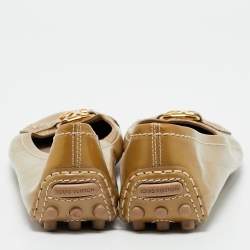 Louis Vuitton Beige Patent Leather Oxford Ballet Flats Size 39