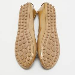 Louis Vuitton Beige Patent Leather Oxford Ballet Flats Size 39