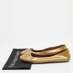 Louis Vuitton Beige Patent Leather Oxford Ballet Flats Size 39