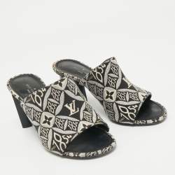 Louis Vuitton Navy Blue Denim Silhouette Mules Size 35