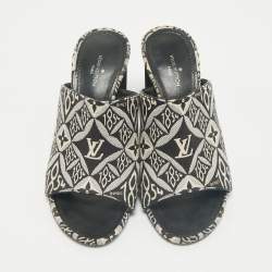 Louis Vuitton Navy Blue Denim Silhouette Mules Size 35