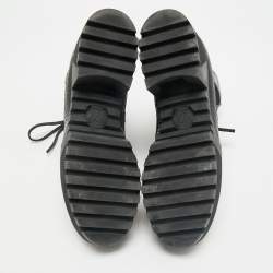 Pre Owned Louis Vuitton Black Suede and Monogram Canvas Laureate Desert Boots Size 39