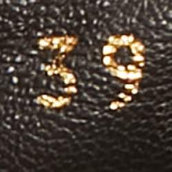 Pre Owned Louis Vuitton Brown Leather And Damier Ebene Canvas Bow Ballet Flats Size 39