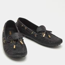 Louis Vuitton Black Monogram Leather Gloria Slip On Loafers Size 38.5