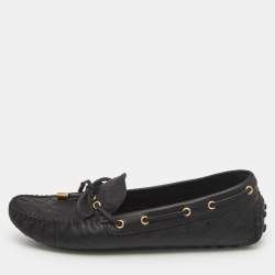 Louis Vuitton Black Monogram Leather Gloria Slip On Loafers Size 38.5