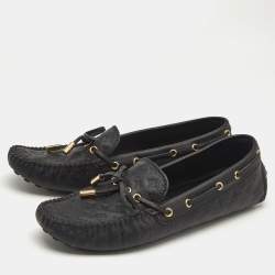 Louis Vuitton Black Monogram Leather Gloria Slip On Loafers Size 38.5