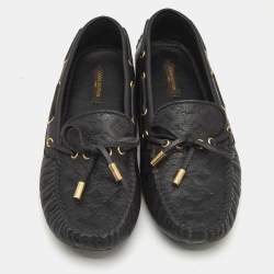 Louis Vuitton Black Monogram Leather Gloria Slip On Loafers Size 38.5