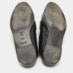 Louis Vuitton Brown/Black Monogram Canvas and Patent Leather Academy Loafer Mules Size 39.5