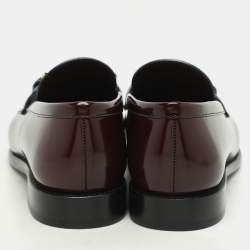 Louis Vuitton Burgundy Leather and Monogram Canvas Academy Loafers Size 38