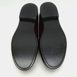 Louis Vuitton Burgundy Leather and Monogram Canvas Academy Loafers Size 38
