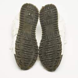 Pre Owned Louis Vuitton White/Brown Monogram Canvas and Leather Run Away Low Top Sneakers Size 36