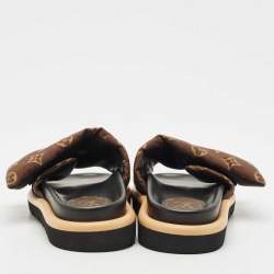 Louis Vuitton Brown Monogram Nylon Pool Pillow Comfort Flat Slide Sandals Size 39