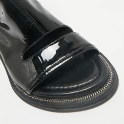 Louis Vuitton Black Patent Leather Moonlight Ankle Boots Size 37