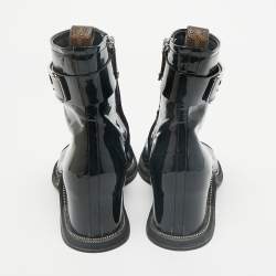 Louis Vuitton Black Patent Leather Moonlight Ankle Boots Size 37