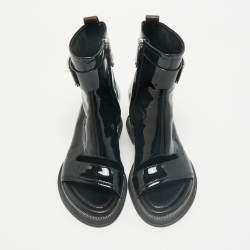 Louis Vuitton Black Patent Leather Moonlight Ankle Boots Size 37