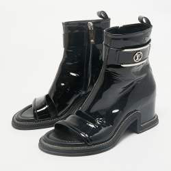 Louis Vuitton Black Patent Leather Moonlight Ankle Boots Size 37