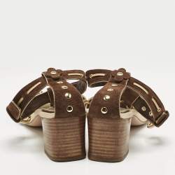 Louis Vuitton Brown Suede T-Strap Sandals Size 39